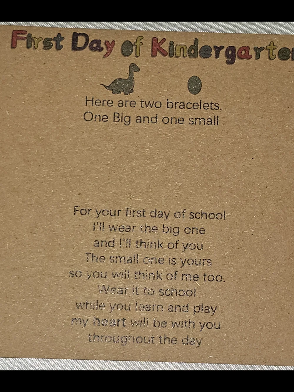 KINDERGARTEN, FIRST DAY OF, KID & ADULT Red & Black Adjustable Cord BRACELETES